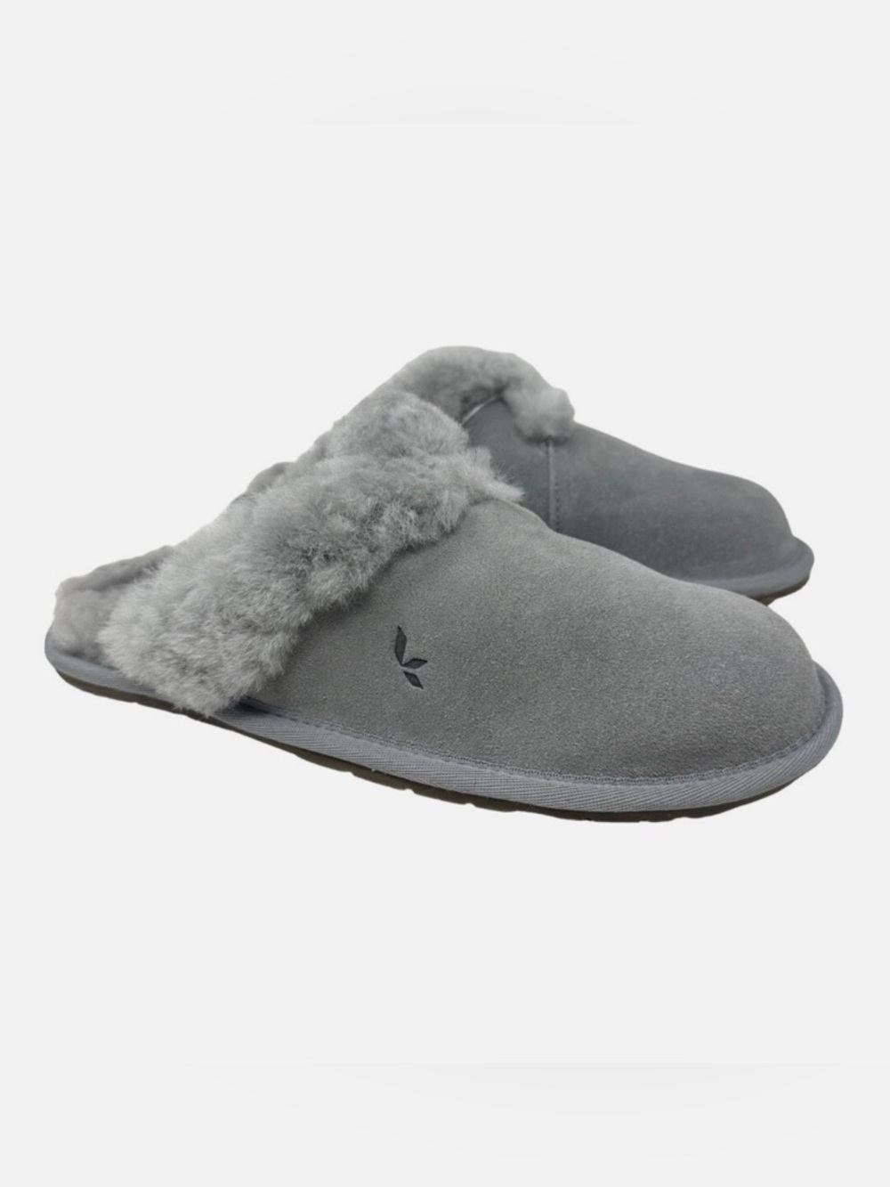 UGG Grey Plush Shearling-Trim Slip-On Women's Slippers
